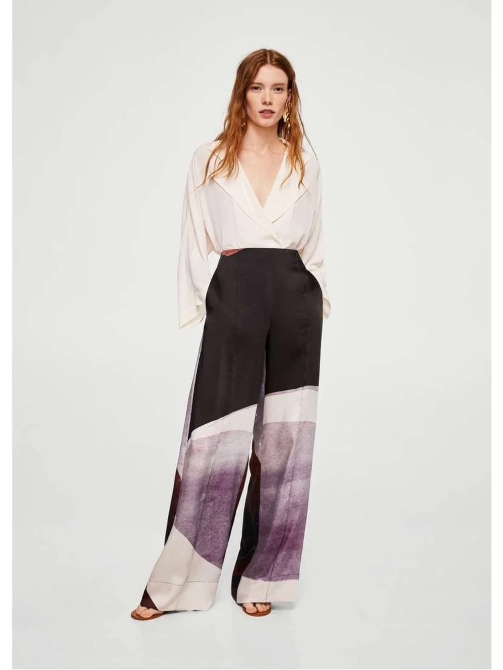 Mango Printed Palazzo Trousers